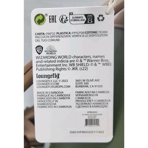 Loungefly Harry Potter Golden Snitch Moving Wings Mini Backpack Bookbag - Picture 10 of 10